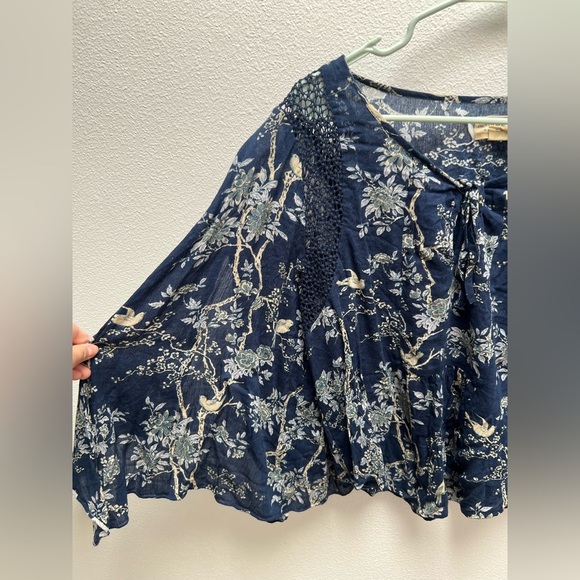 Denim & Supply Ralph Lauren Navy Floral Bell Sleeves Blouse - Picture 4 of 6